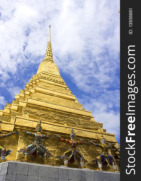 Thai pagoda in Wat Phra Kaew, Largest temple in Bangkok.