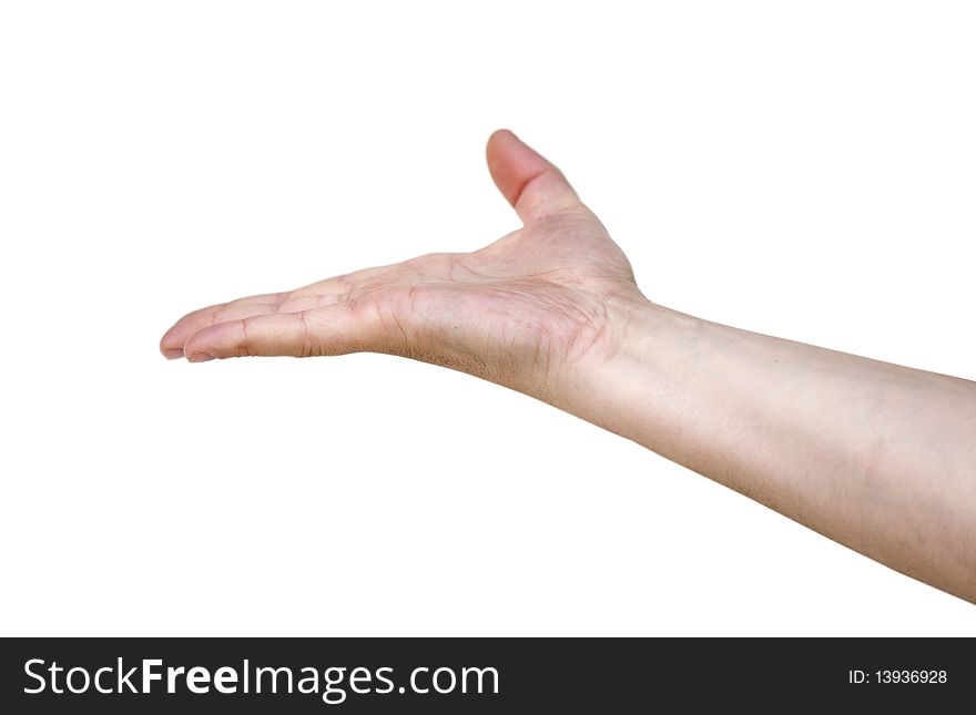 Empty human hand isolated on white. Empty human hand isolated on white