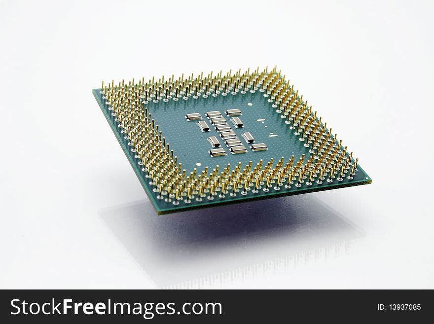 A modern computer CPU chip. A modern computer CPU chip.