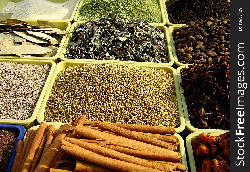 Spices arranged