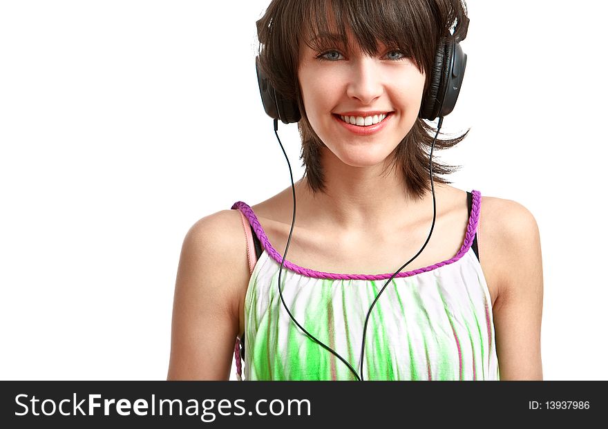 Happy Girl With Headphones