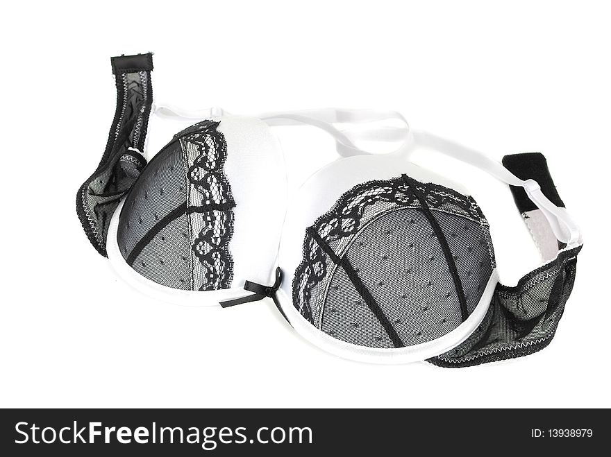 White and black lingerie bra isolated on the white.