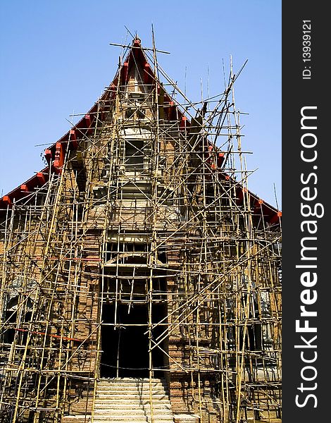 A restored Thai Northern Buddhism church in Chiang Rai, Thailand. A restored Thai Northern Buddhism church in Chiang Rai, Thailand