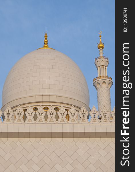 The detail of the dome and the minaret. The detail of the dome and the minaret