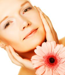 Woman With Gerber Flower Royalty Free Stock Image Woman With Gerber Flower Royalty Free Stock Image