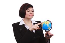 Businesswoman Holding Earth Globe On A Hand Stock Images