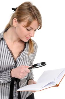 Using Magnifying Glass Royalty Free Stock Images