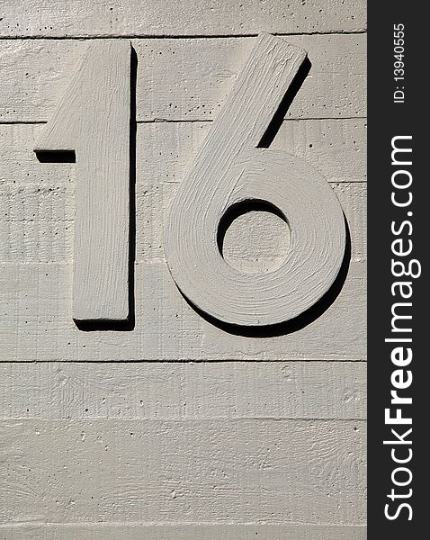 Number Sixteen Concrete Wall