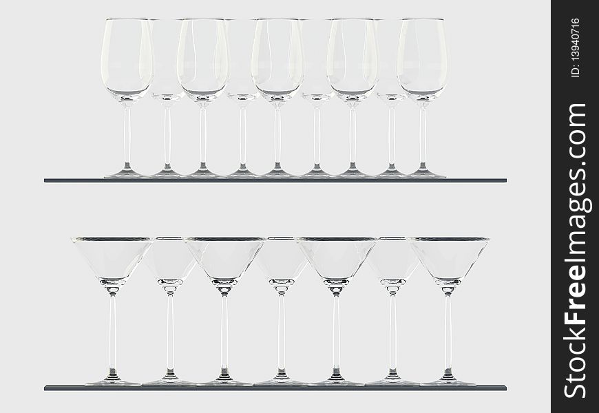 Empty Wine and Martini glasses