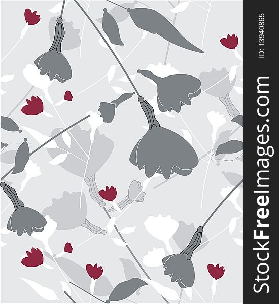 Repeat floral sample in color red and grey. Repeat floral sample in color red and grey