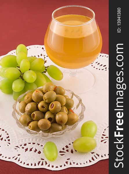 Fresh Grapes And Cheese With White Mold