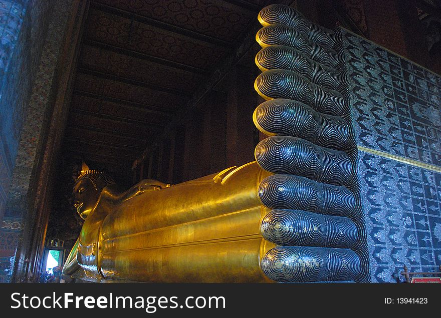 Sleeping buddha in temple of thailand