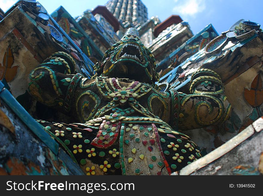 Giant in wat arun temple of thailand