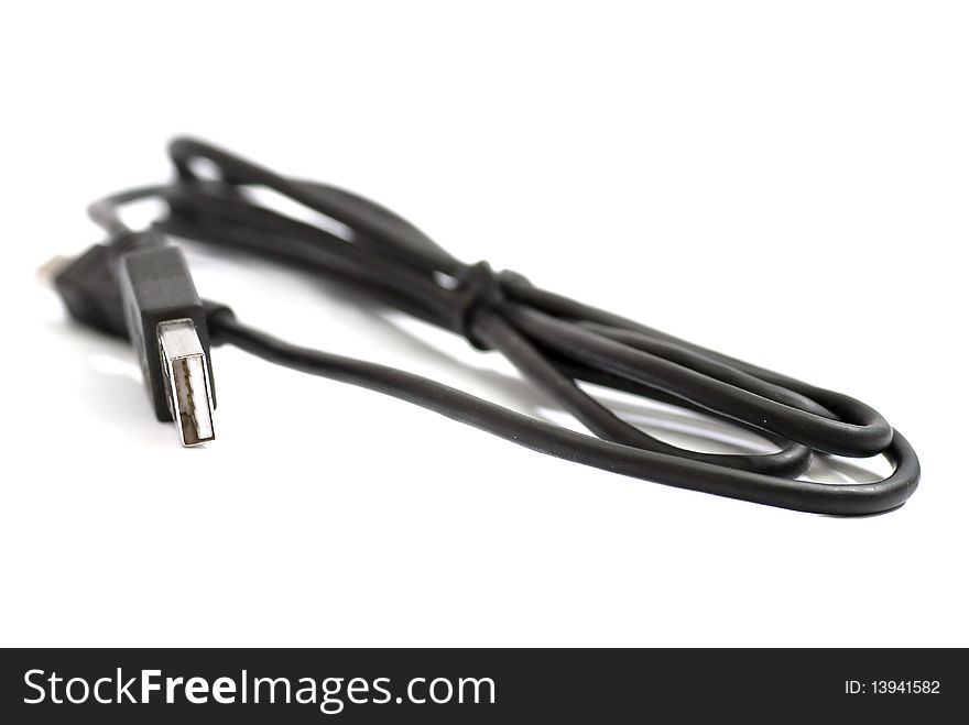 Isolated Data USB Cable on white background. Isolated Data USB Cable on white background