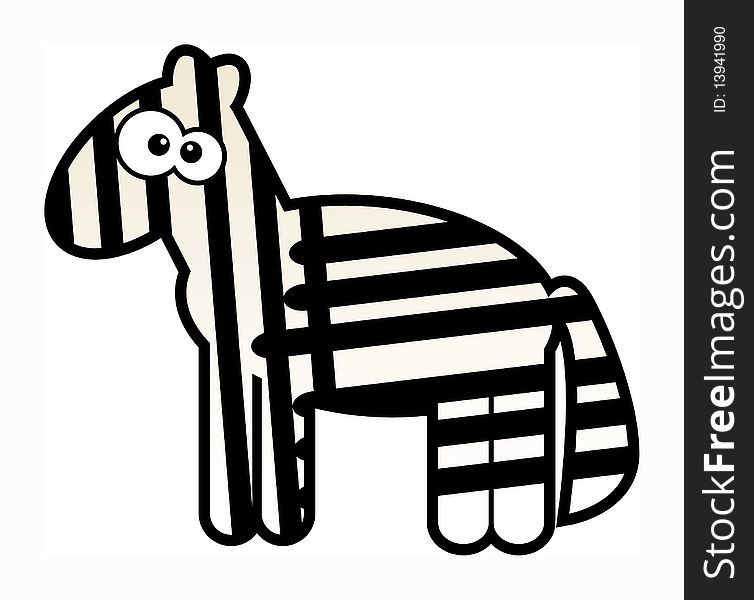 Zebra, cartoon animal illustration on white