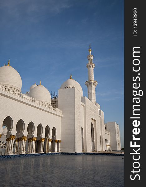 A view of the exterior splendor of a mosque. A view of the exterior splendor of a mosque