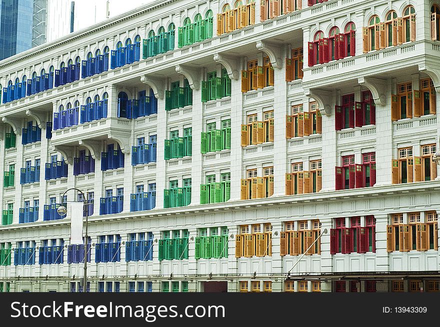 Colorful windows on a building in Singapore. Colorful windows on a building in Singapore