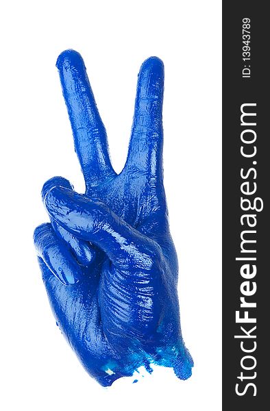 Victory Hand Sign on a white background