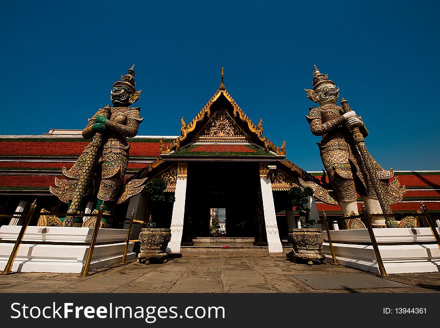 Wat Phra Kaeo temple in Bangkok. Wat Phra Kaeo temple in Bangkok