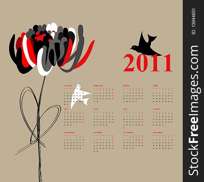 Calendar for 2011.Universal template for greeting card, web page, background