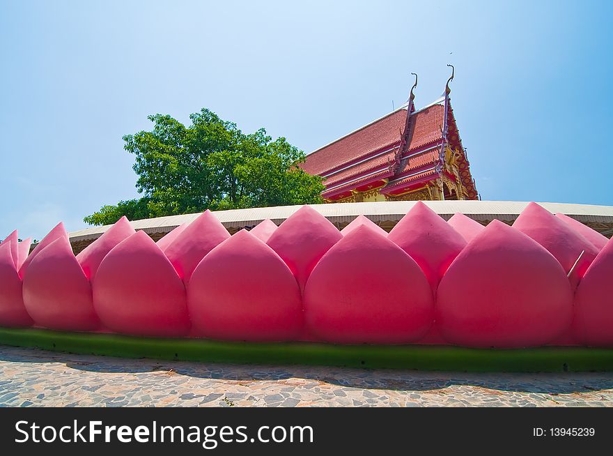 Buddhism Temple was built on lotus at thailand