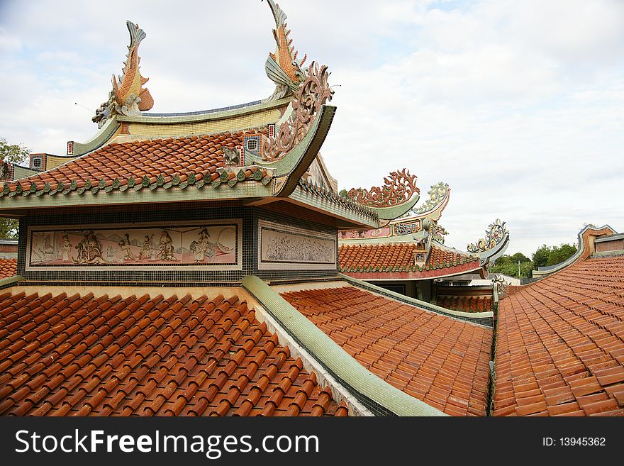 Chinese roof temple, Kanchanaburi Province.