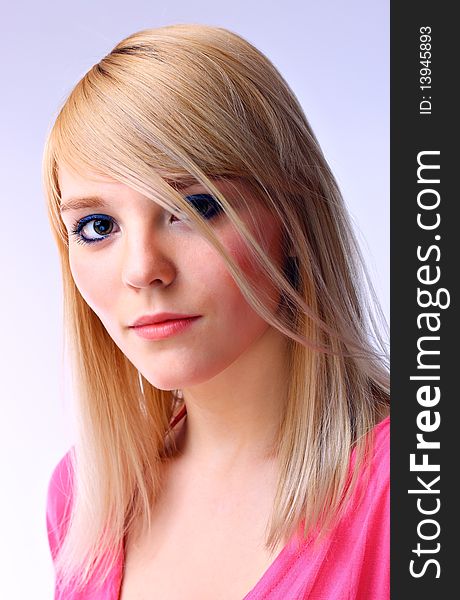 Portrait of beautiful blond woman, studio shot. Portrait of beautiful blond woman, studio shot