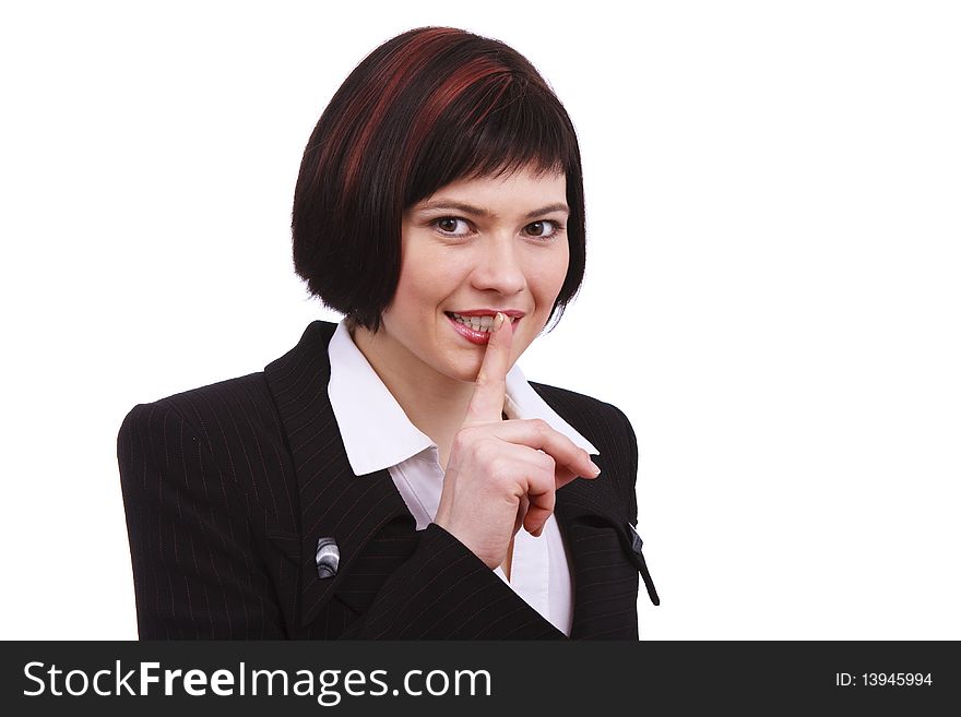 Shhh... Businesswoman with her finger on lips