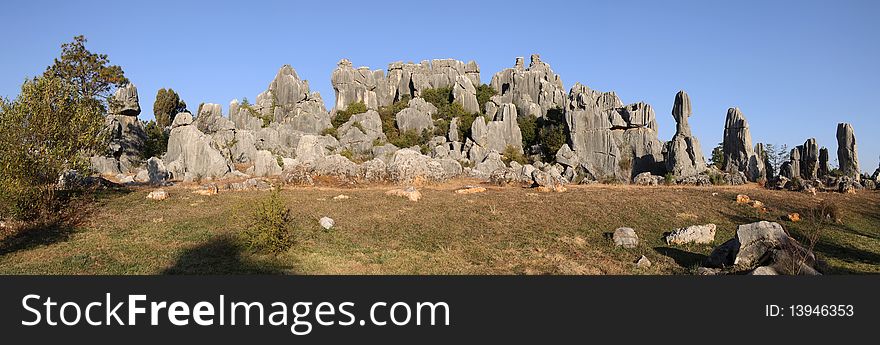 Stone forest shilin baisha hill area. Stone forest shilin baisha hill area