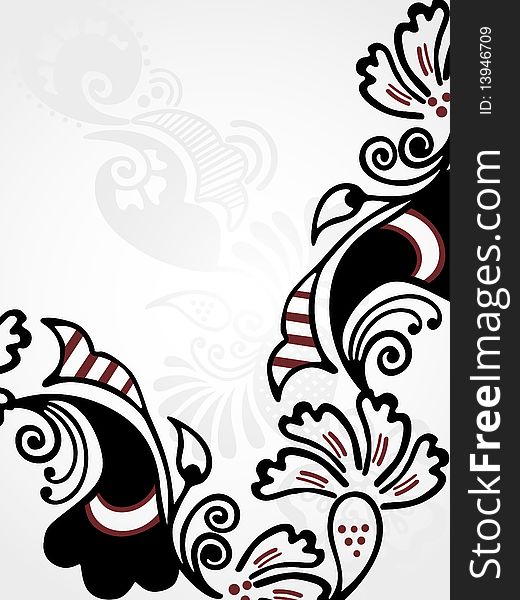 Vector illustration of abstract floral silhouette