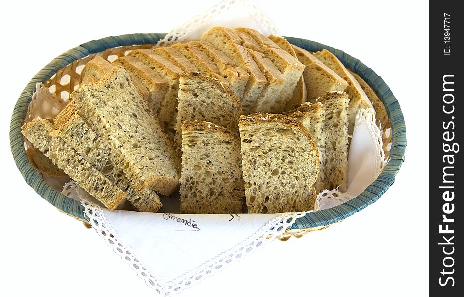 The bread on the plate isolated on white background