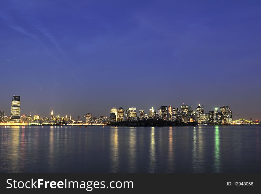 Downtown Manharttan photographed after sunset during the magical hour. Downtown Manharttan photographed after sunset during the magical hour