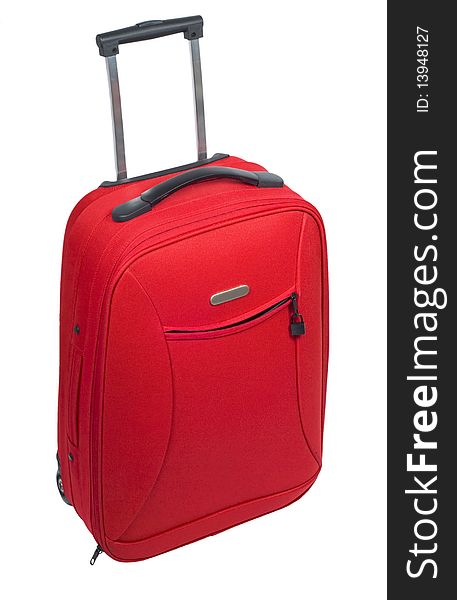 Big red luggage bag isolated on white background. Big red luggage bag isolated on white background