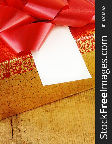 Present With Red Bow And Blank Gift Card