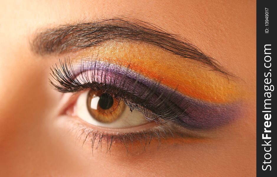 Woman eye with bright beautiful make-up. Woman eye with bright beautiful make-up