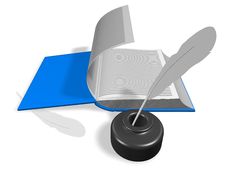 Open Book With Inkwell And Pen Royalty Free Stock Photos Open Book With Inkwell And Pen Royalty Free Stock Photos