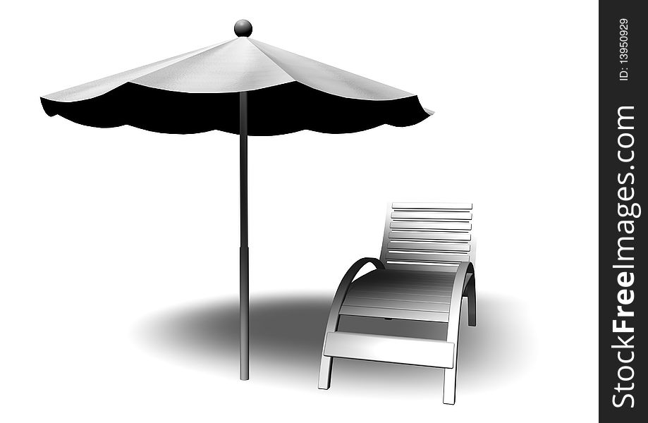 Beach Parasol and Deckchair