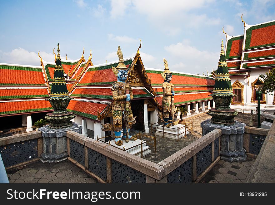 Famous temple Phra Sri Ratana Chedi covered with foil gold in the inner Grand Palace. Famous temple Phra Sri Ratana Chedi covered with foil gold in the inner Grand Palace