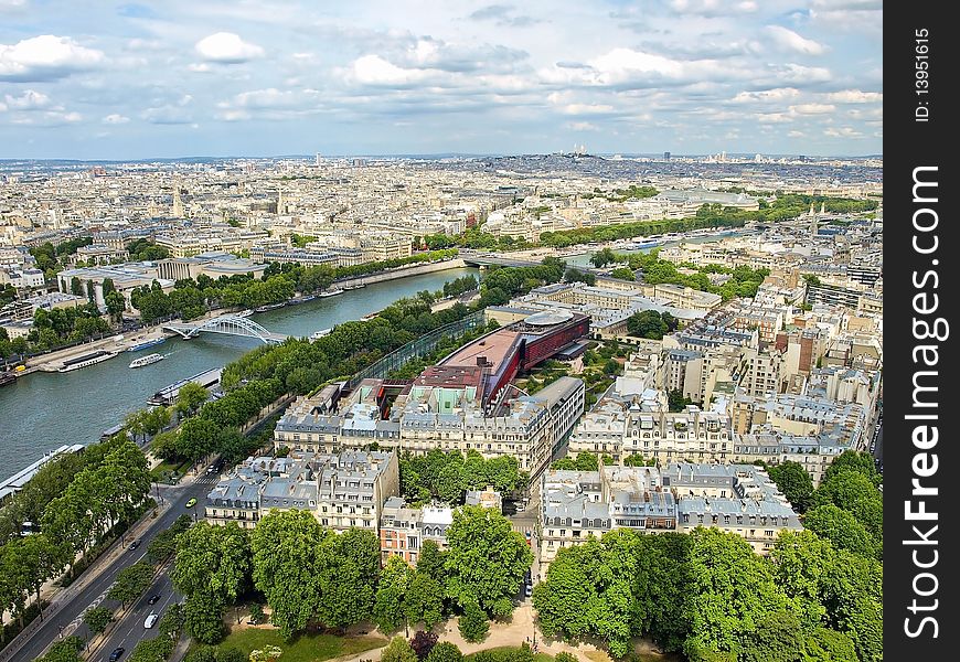 Aerial view of Paris with the Eiffel tower. Aerial view of Paris with the Eiffel tower