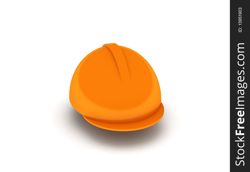 Orange helmet isolated on white background. High quality 3d render.