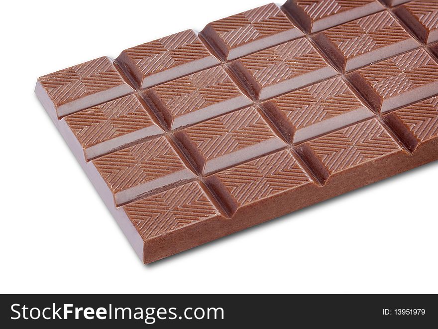 Close up of clean chocolate bar onwhite background