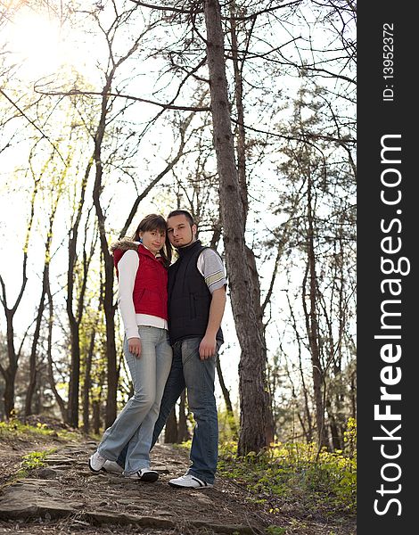 Young Couple In A Forest