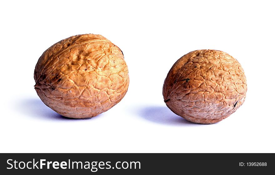 Two walnuts rich in oil and other minerals. Two walnuts rich in oil and other minerals