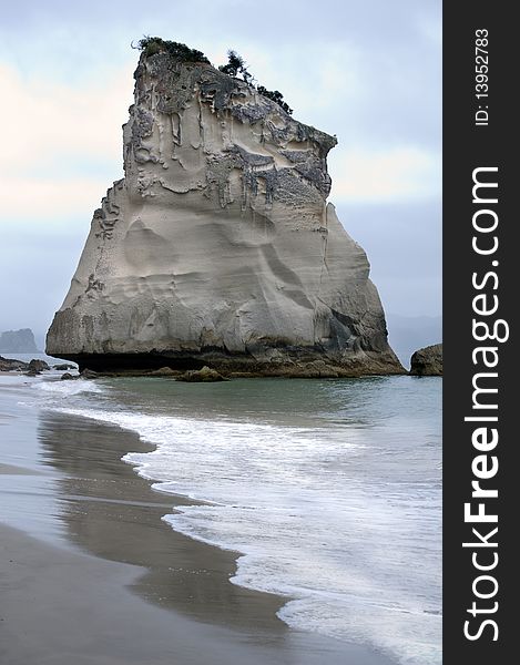 Weathered rock and waves in New Zealand