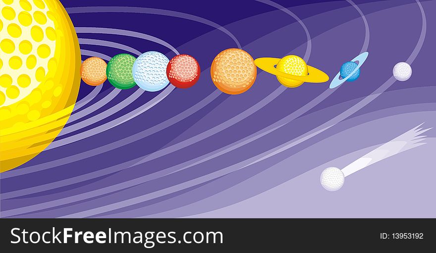 Planets - balls for a golf. Planets - balls for a golf