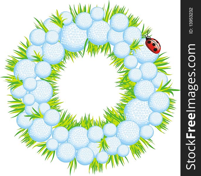 The wreath consists of balls for a golf. The wreath consists of balls for a golf