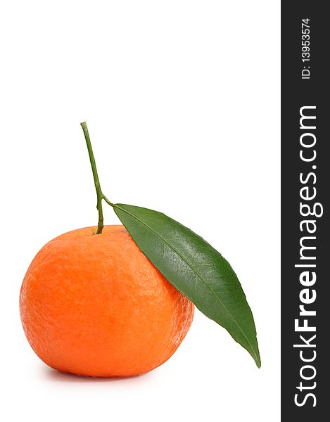 Mandarin with leaves. Clipping path included.