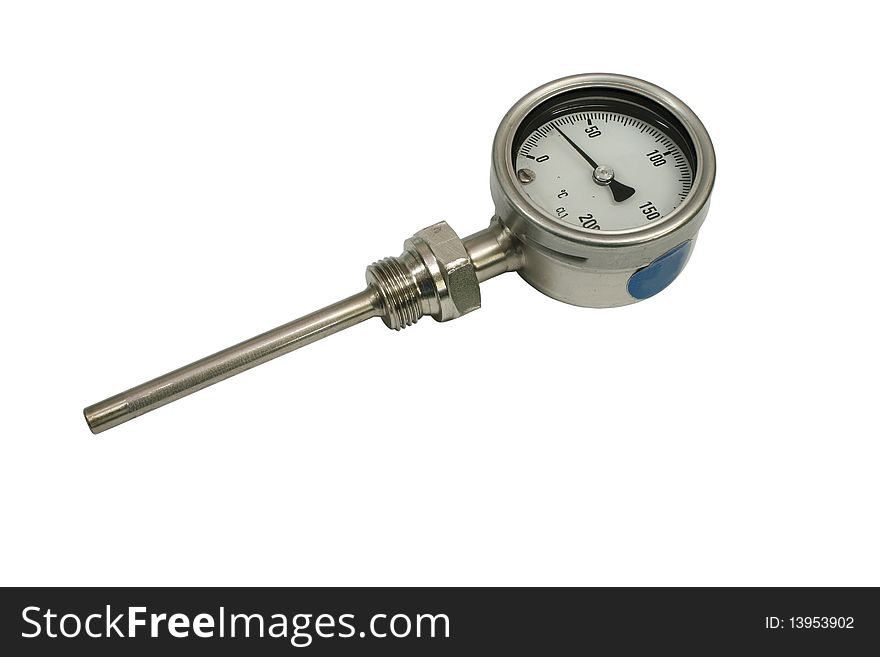 Manometric thermometer. Close-up. Isolated on white background.