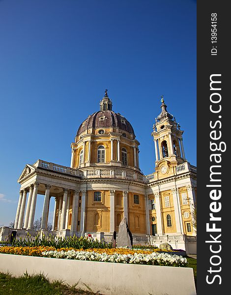 A view of the Superga basilica in Turin, Italy. A view of the Superga basilica in Turin, Italy.