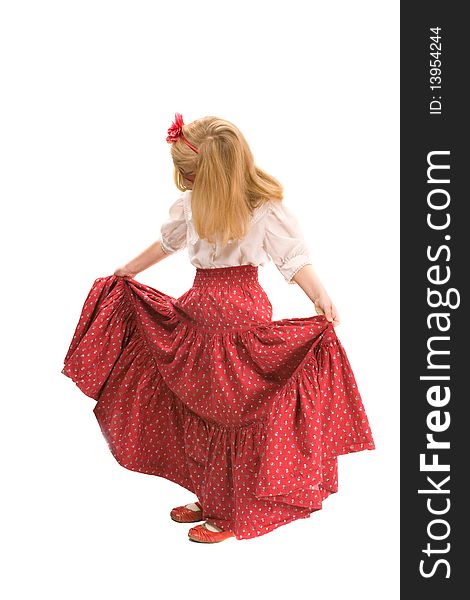 Cute girl in flamenco skirt